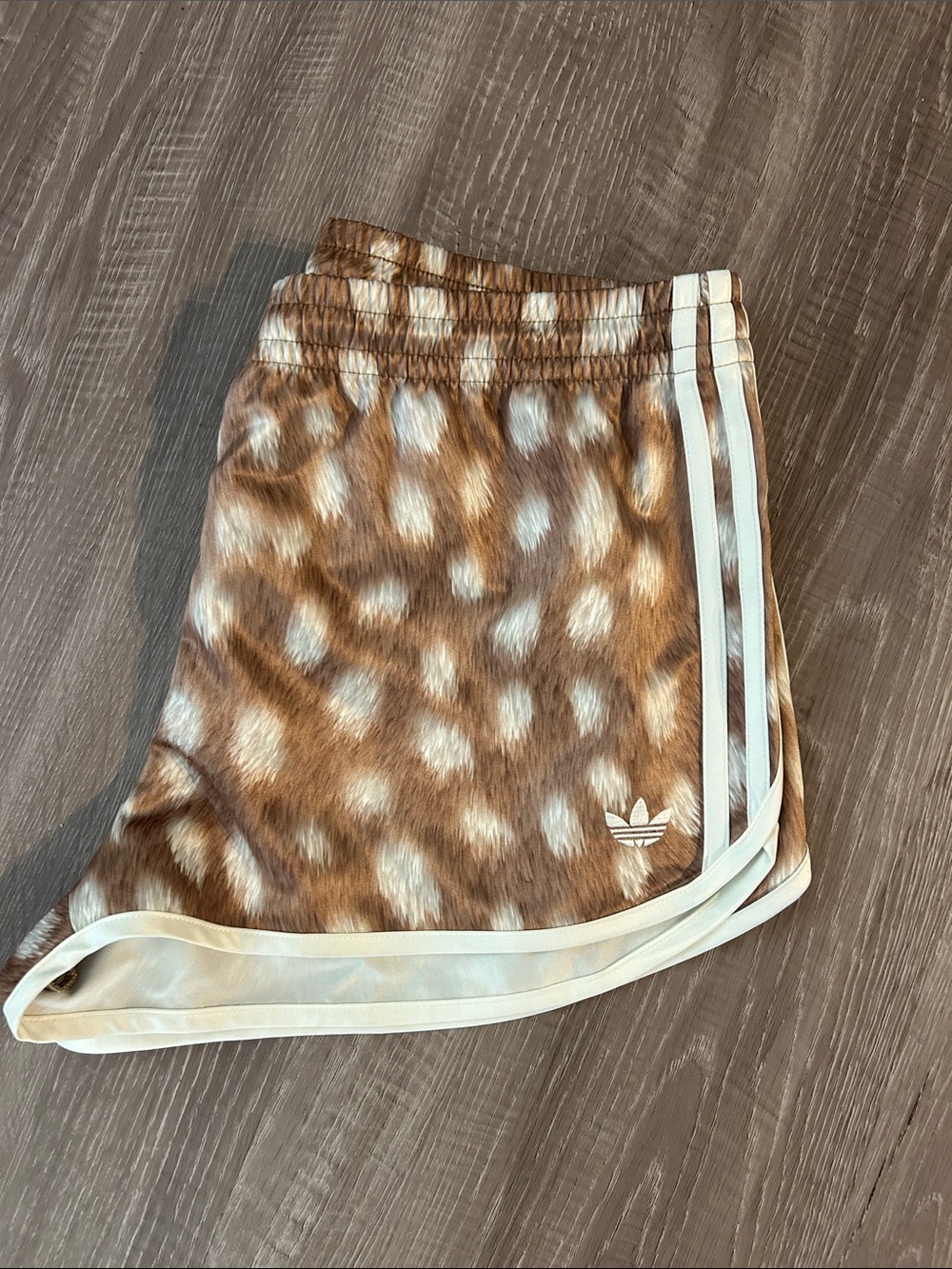 adidas Brown and Cream Bambi print Athletic Shorts